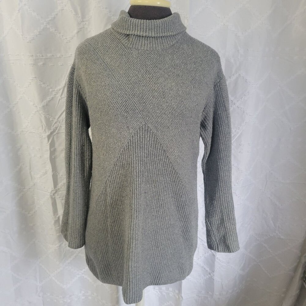 Talbots Womens Gray Ribbed Knit Turtleneck Sweater Pullover Long Sleeve Small